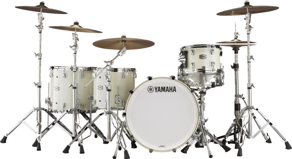 yamaha drum set on white background