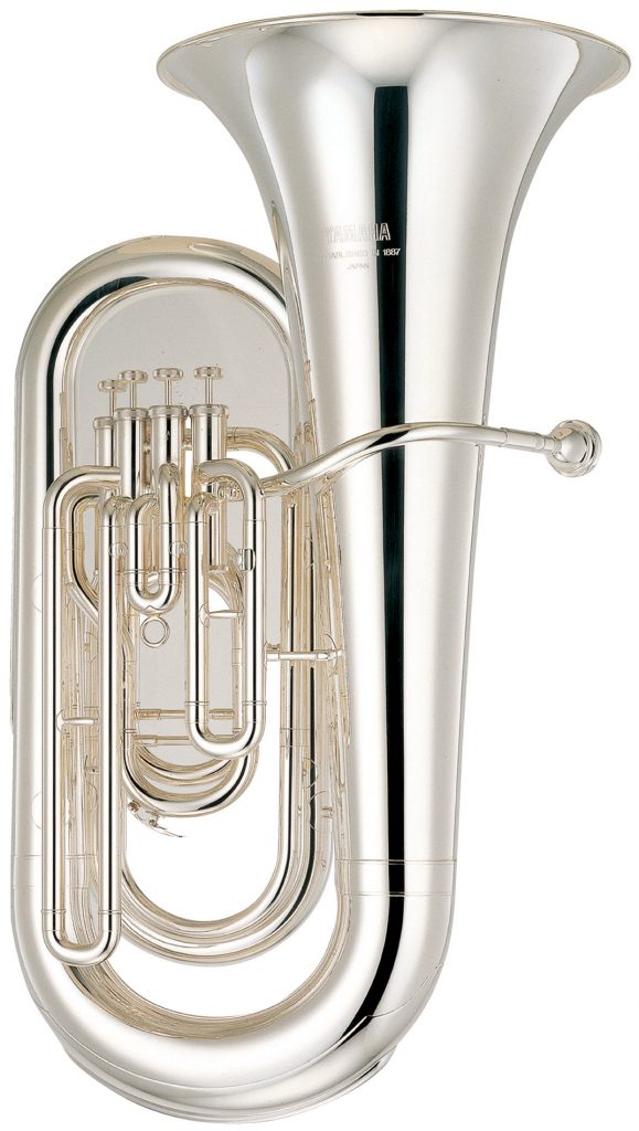 Tuba in silver finish.