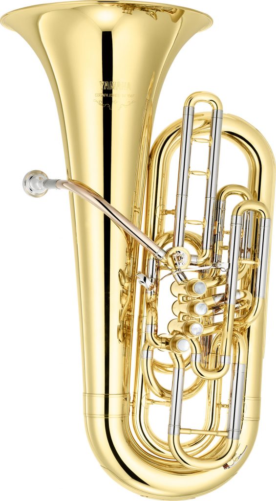 Tuba with brass finish.