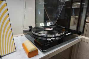 A turntable in an office.