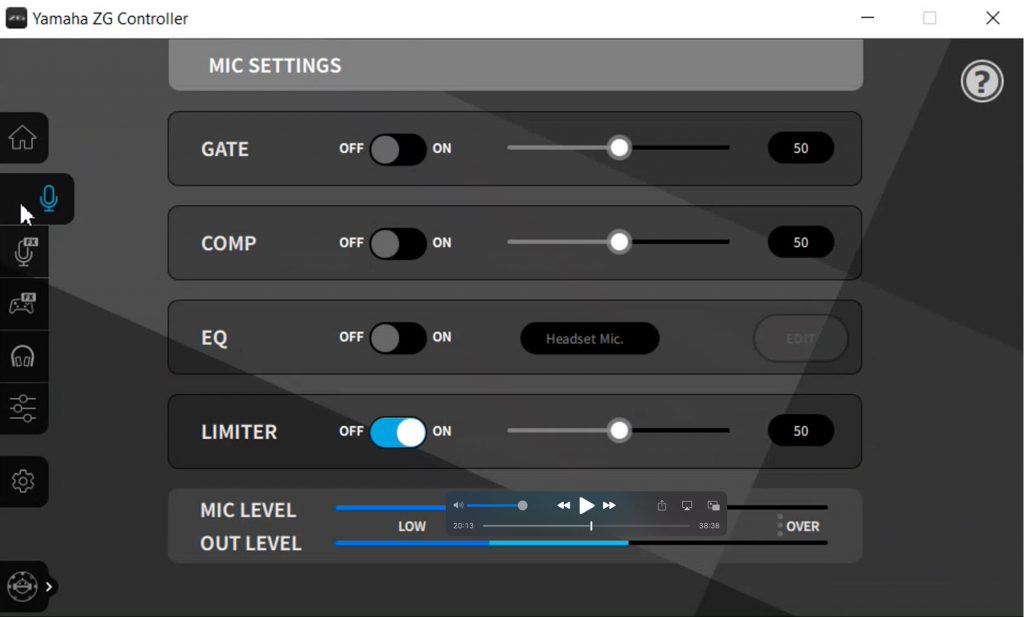 View of controls.