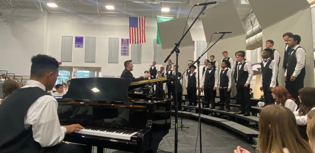 Liberty Middle School choir with piano player