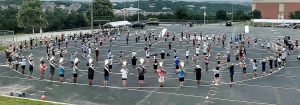 marching band in circle formation