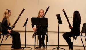 three bassoon players performing at the San Elijo Middle School Solo and Ensemble Festival