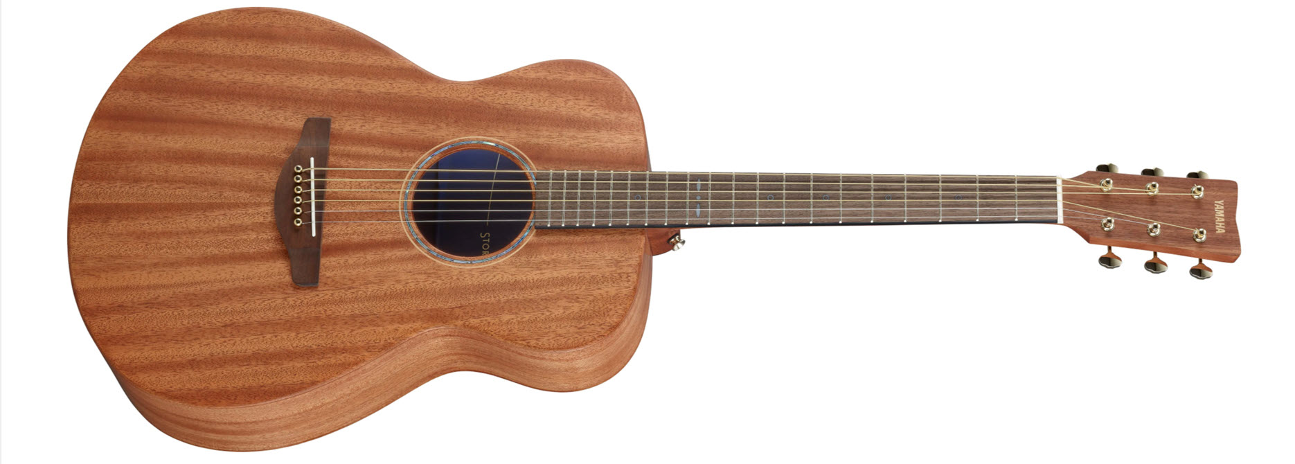 Beautifully wood-grained acoustic guitar.