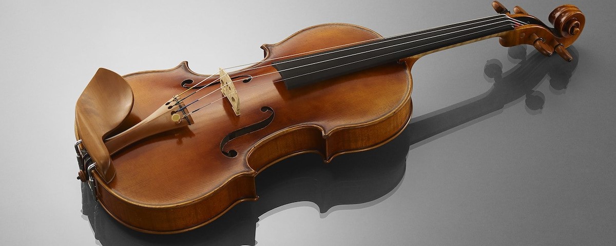 View of violin from above.