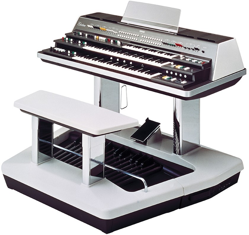 Electronic organ with built in bench.