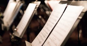 sheet music on music stands