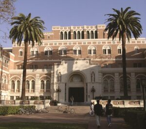 exterior of Doheny Library at USC.