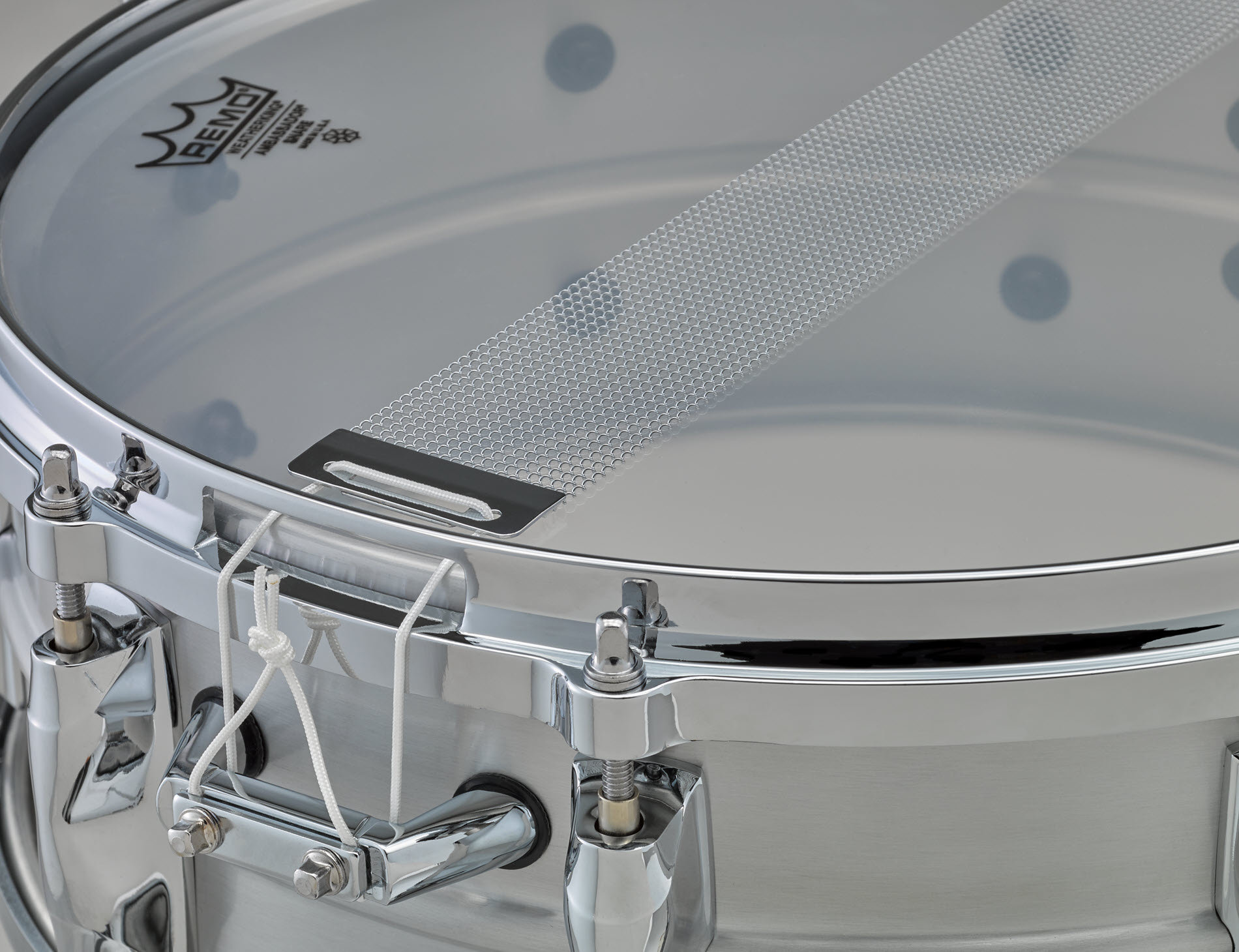 Closeup of snare drum.