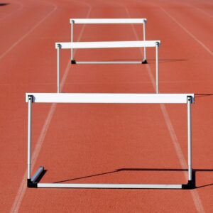 hurdles set up on track