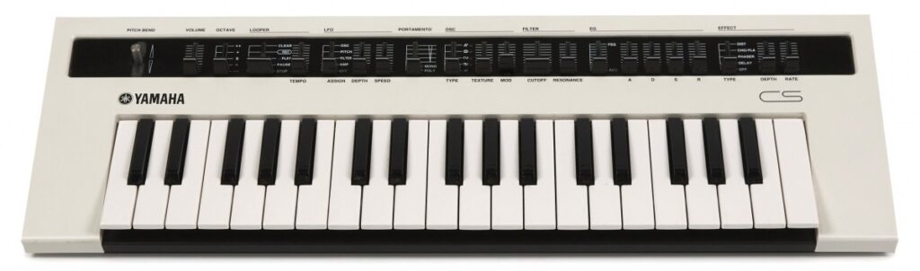 A small electronic keyboard with mini-keys.