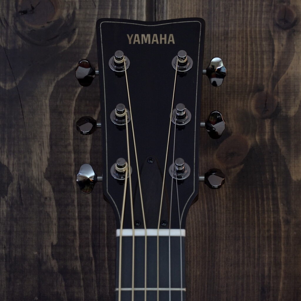 An acoustic guitar headstock.