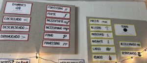 music terms on classroom wall