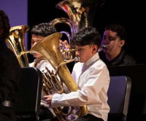 students playing the euphonium and tuba