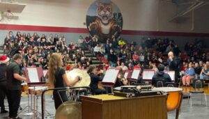 band performance in school gym at Bethel-Tate Middle School