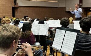 Joshua Race conducting Fountain-Fort Carson High School band during rehearsal