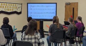 Dresden High School general music class students on Boomwhackers