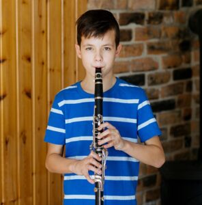 student playing clarinet