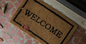 door mat with the word "Welcome"