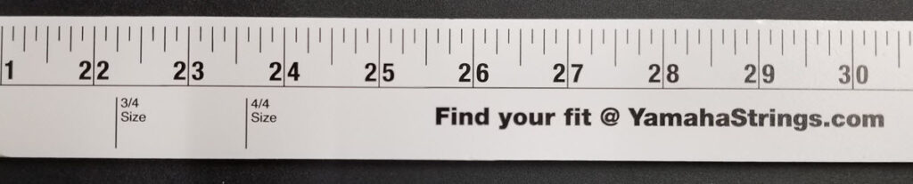 A part of a ruler that is used as the Yamaha Fit Stick.