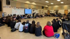 group circle with students and faculty at Greene County Tech School District