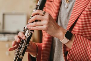 closeup of someone playing the clarinet