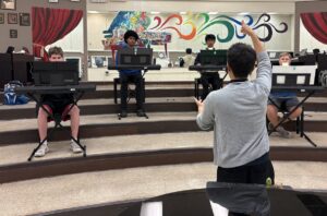group piano class at Cibola High School