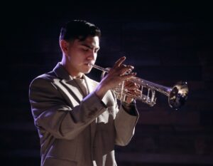 student playing trumpet