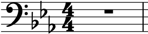 Musical notation showing a bass clef staff and a key and time signature.