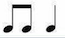 Musical notatation showing two eighth notes and a quarter note.