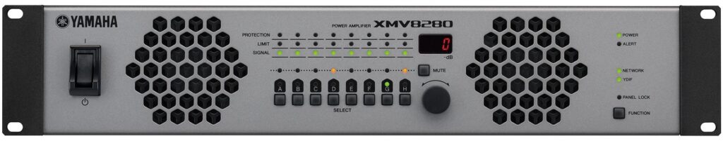 Front panel of a Yamaha XDA-QS5400RK power amplifier.
