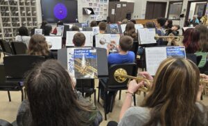 Barberton City Schools' band room -- trumpets