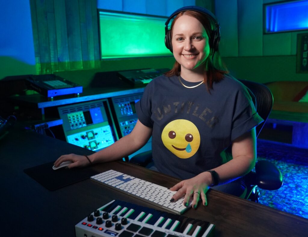 Erin Barra at her digital music station