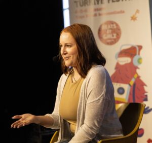 Erin Barra at a presentation