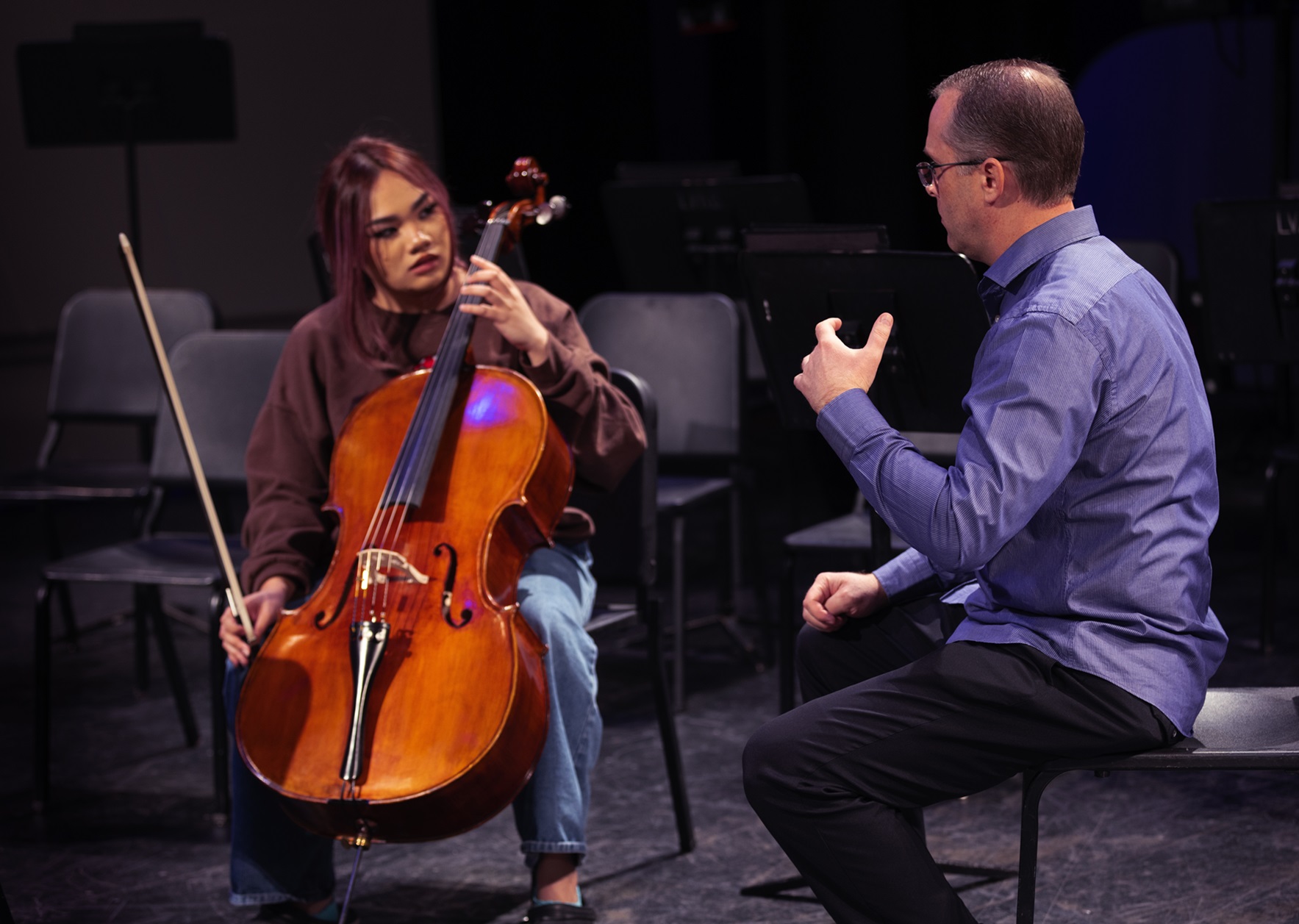 cello student with teacher