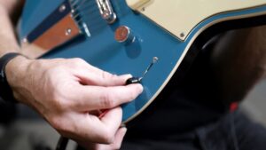 closeup of guitar's pickup selector