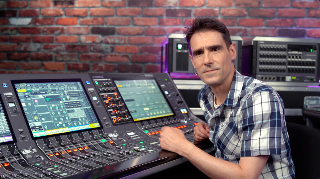 man using audio mixer