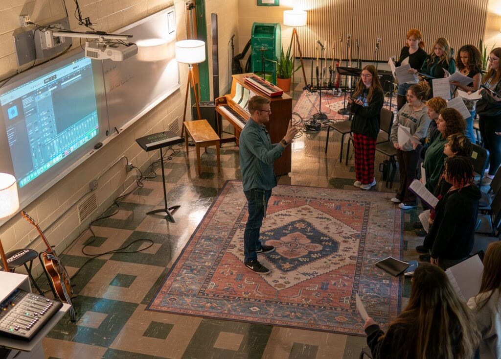 aerial view of Bob Habersat's choir room