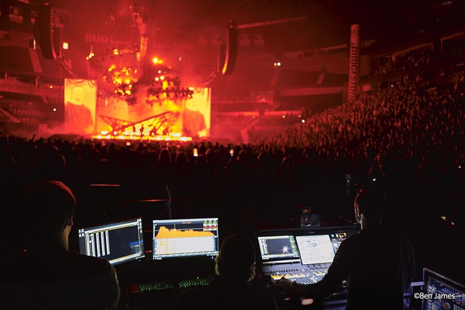audio mixers at a concert
