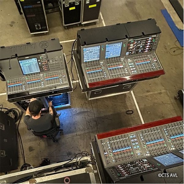 overhead shot of an audio mixer