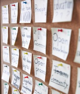 board of sticky notes -- brainstorming 