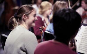orchestra students during rehearsal
