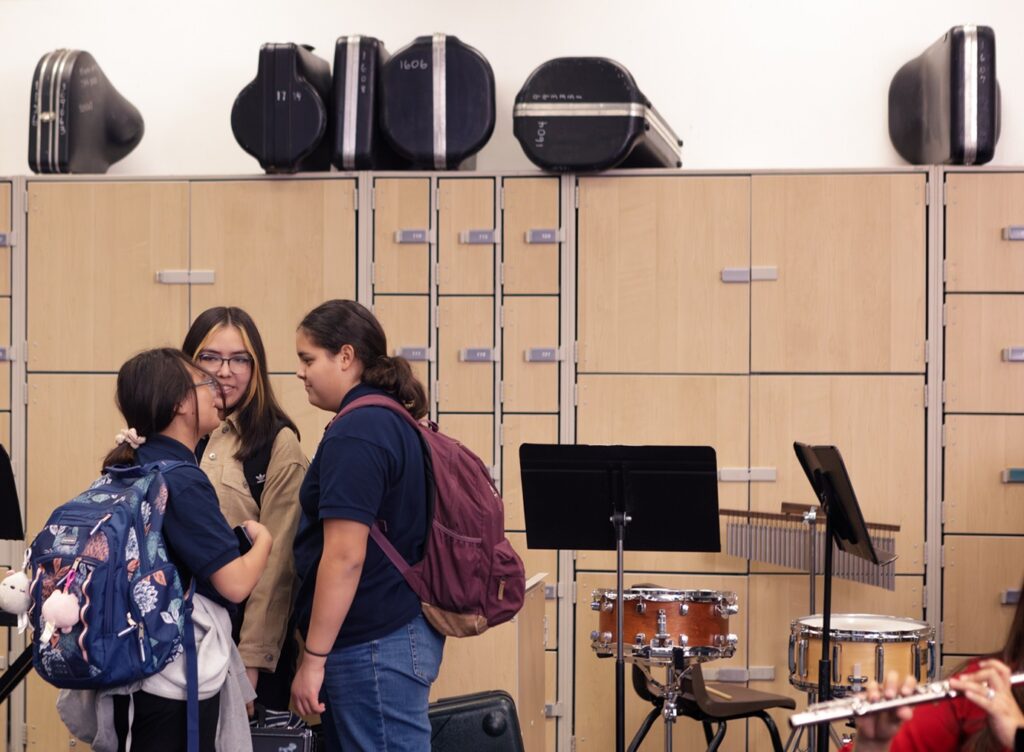band students in classroom
