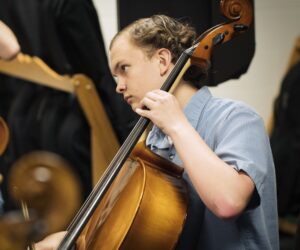 cello player during rehearsal