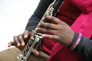 student playing clarinet