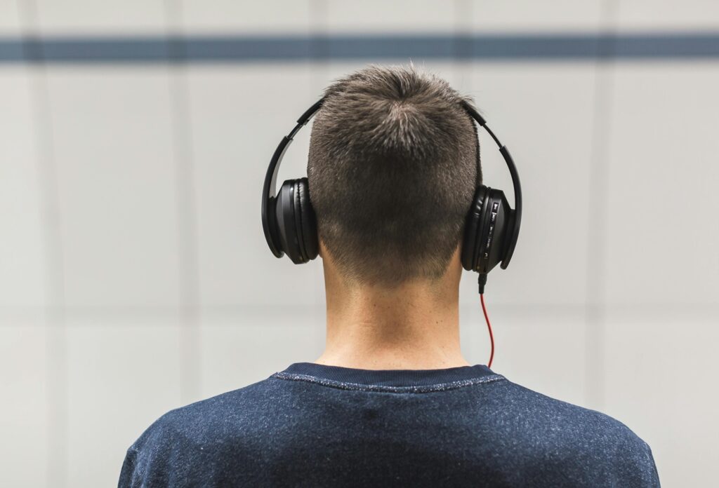 man wearing headphones