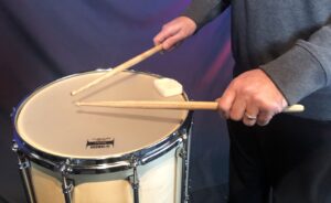 matched grip on snare drum