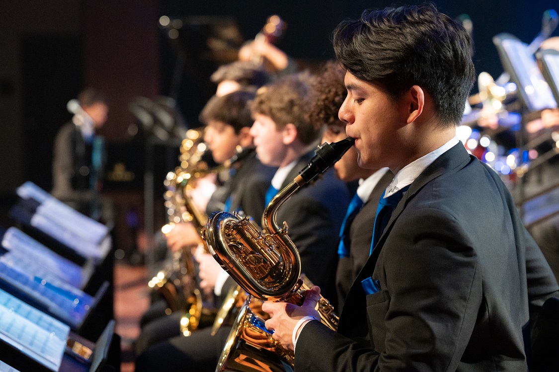 The King's Academy jazz band sax section