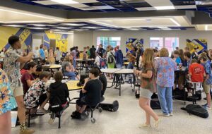 Lee County's summer band camp's students interacting during lunch